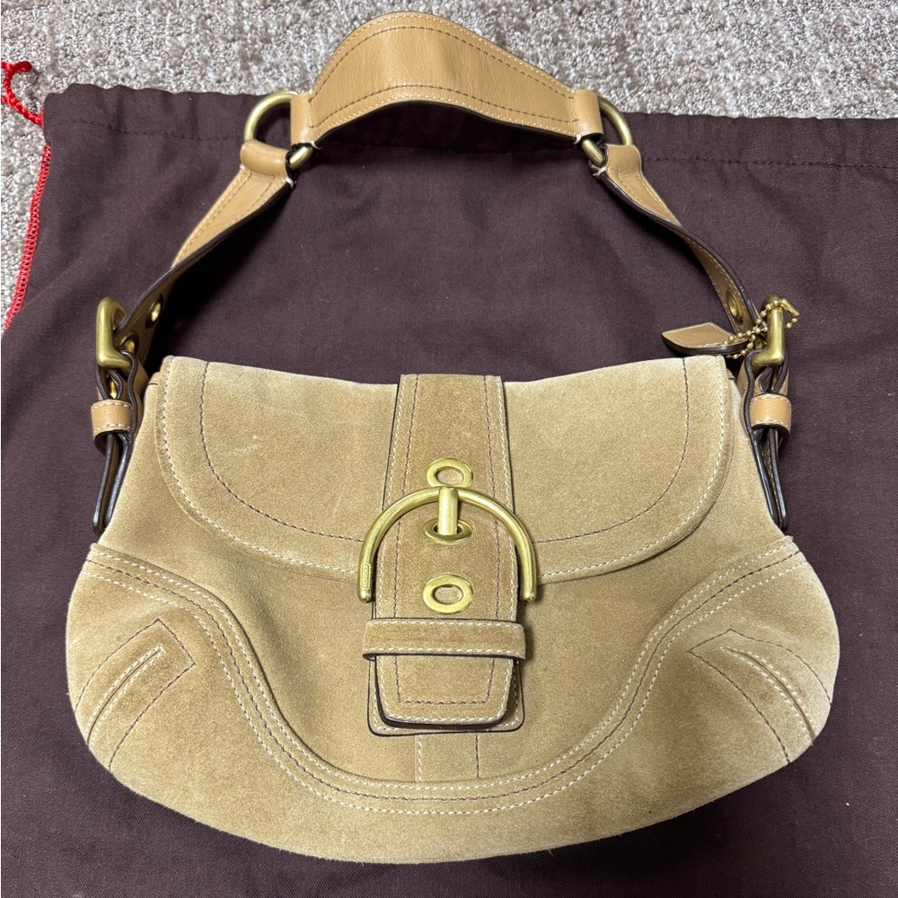 Tan suede coach purse